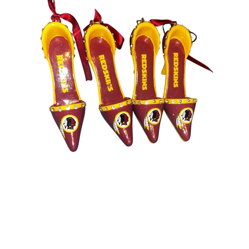 Washington commanders redskins lot of 4 mini high heel shoes Christmas ornaments